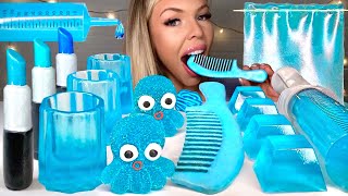 ASMR BLUE DESSERTS EDIBLE COMB GIANT SYRINGE EDIBLE LIPSTICK MUKBANG 먹방 [upl. by Loralie]