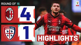 MILANCAGLIARI 41  HIGHLIGHTS  Milan cruise to next round  Coppa Italia Frecciarossa 202324 [upl. by Yonit]