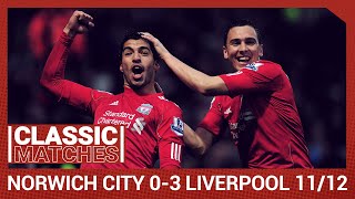 Premier League Classic Norwich City 03 Liverpool  Incredible 45yard Suarez strike [upl. by Corotto]