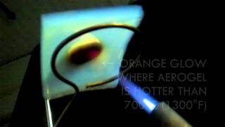 Aerogel Superinsulation Blowtorch Demo Hersheys Kiss [upl. by Nnyltak503]