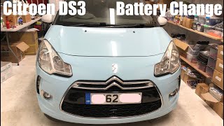 Citroen DS3 Battery Removal Replacement Disconnect How To Remove and Change DIY [upl. by Tristram]