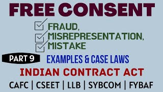 Fraud  Misrepresentation  Mistake  Free Consent  Indian Contract Act  Caselaws  Example [upl. by Ahsimit]