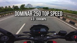 Dominar 250 Top Speed and 0 to 100kmph [upl. by Ereynihc]