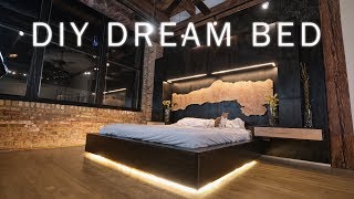 DIY Dream Bed  Modern Bedroom Renovation for my Loft  Woodworking amp LED Lighting [upl. by Eselrahc]