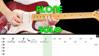 ALONE  Guitar lesson  Guitar solo with tabs  Heart  fast amp slow version [upl. by Rabma]