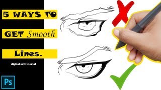 5 WAYS to get SMOOTH lines in PHOTOSHOP  TUTORIAL [upl. by Ahtnamas580]