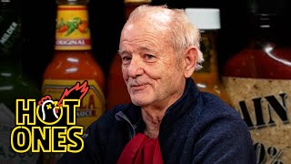 Bill Murray Doesn’t Flinch While Eating Spicy Wings  Hot Ones [upl. by Hgiellek491]