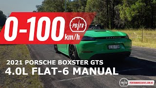 2021 Porsche 718 Boxster GTS 40 manual 0100kmh amp engine sound [upl. by Peck]