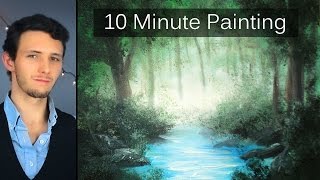 Painting a Misty Forest Landscape with Acrylics in 10 Minutes [upl. by Hassi685]