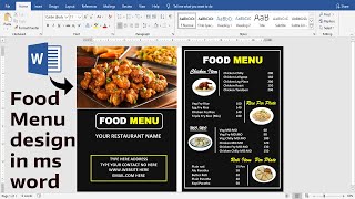 Food Menu design using ms word  Ready to Print  How to make Restaurant Menu Card Design ms word [upl. by Ertnod725]