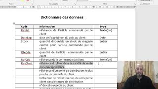 Elaboration dun dictionnaire des données [upl. by Htebazie]