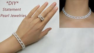 MY 2nd Design DIY Pearl and Sterling Silver Jewelries Bracelet Ring and Necklace [upl. by Gorski]