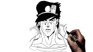 How to Draw Jotaro  Step By Step  JoJos Bizarre Adventure [upl. by Ecela899]