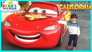 GIANT LIGHTNING MCQUEEN and Amusement Rides for Kids at Disneyland [upl. by Halehs]