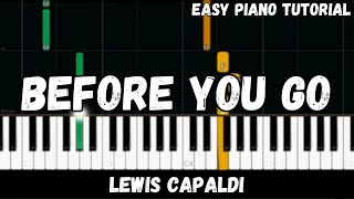 Lewis Capaldi  Before You Go Easy Piano Tutorial [upl. by Elem695]