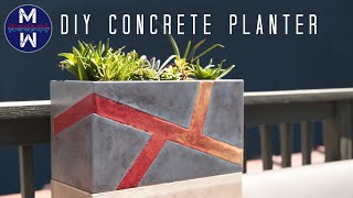 DIY Modern Concrete Planter Box  How to Make with Limited Tools [upl. by Martell720]