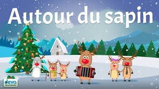 Autour du sapin Christmas song with lyrics to learn French for kids [upl. by Holder]