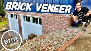 How To Install Brick Veneer Outside  DIY THIN BRICK [upl. by Hilaria]