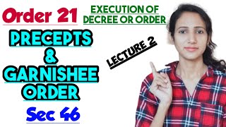 Precepts  Garnishee Order in CPC  Section 46 of cpc  Order 21 of cpc  Lecture 2 [upl. by Drusus642]