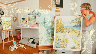 BIG PAINTINGS SKETCH BOOKING PATREON WORK ✸ AUGUST STUDIO VLOG [upl. by Rehtnug]