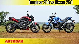 Bajaj Dominar 250 vs Suzuki Gixxer 250  Different strokes  Comparison  Autocar India [upl. by Sutphin]