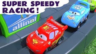 Cars Lightning McQueen Racing With Other Toy Cars [upl. by Itnahs]