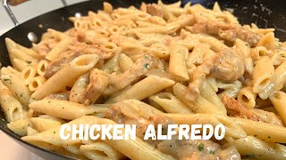 Lazy Creamy Chicken Alfredo Pasta Recipe  Alfredo From A Jar [upl. by Mixie990]