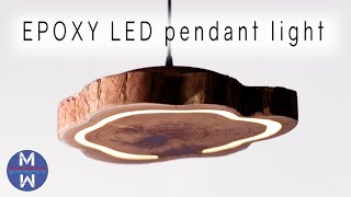 How to Make an EPOXY LED Pendant Light  woodworking amp epoxy resin [upl. by Tikna]