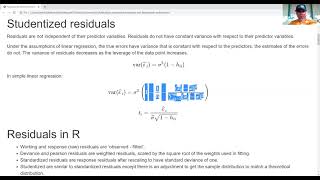 Residuals standardized residuals and Studentized residuals [upl. by Lyrej]