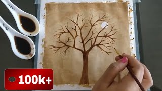 Easy coffee painting for beginner  Simple coffee Art [upl. by Ovid]